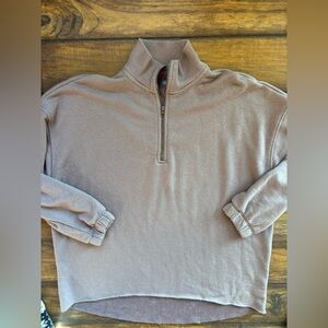Aerie Mocha Quarter-Zip Sweatshirt